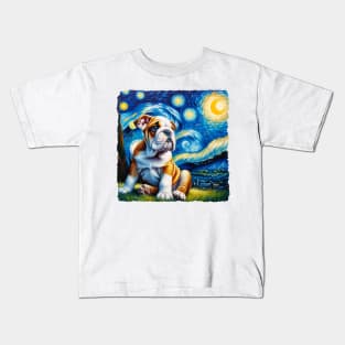 Starry Bulldog Portrait - Dog Portrait Kids T-Shirt